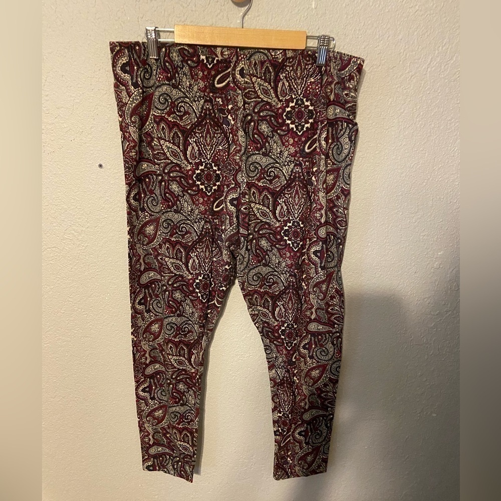 CATO Womens 18/20 Paisley Print Ankle Length Leggings Cotton Knit Stretch